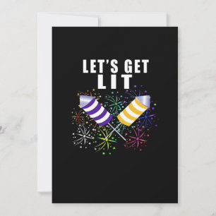 Funny Let's Get Lit - Independence Pun Classic Holiday Card