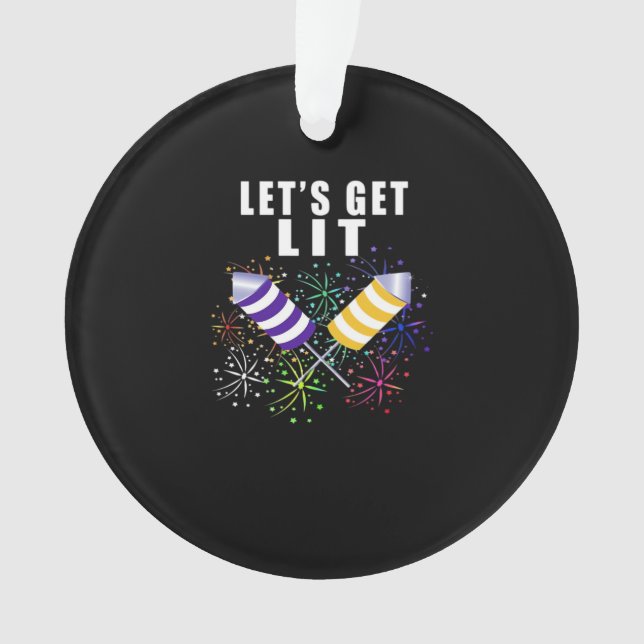 Funny Let's Get Lit - Independence Pun Classic Ornament (Front)