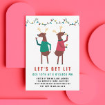 Funny Let's Get Lit Wine Drinking Reindeer Invitation<br><div class="desc">This silly design featuring reindeer drinking red and white wine wearing sweaters will make a fun gift for your wine drinking friends. Featuring cute holiday lights and a clever,  humourous phrase Let's Get Lit.</div>