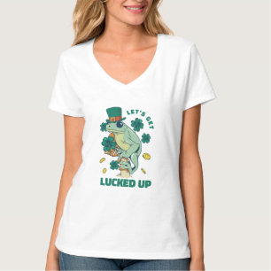 Funny Lets Get Lucked Up St. Patricks Frog T-Shirt