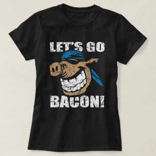 Funny Lets Go Bacon Hog Design Parody Go Brandon T-Shirt