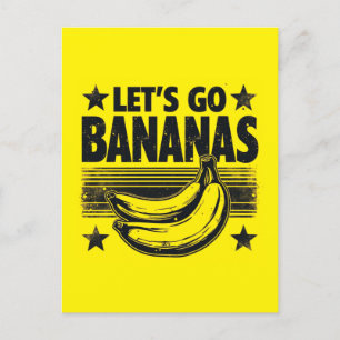 Funny Let's Go Bananas Distressed Grunge Meme Holiday Postcard
