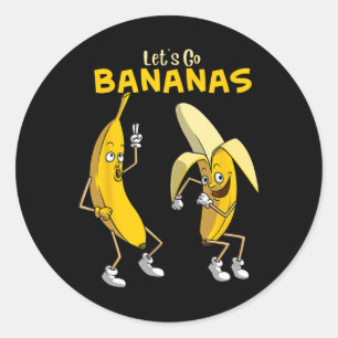 Funny Let's Go Bananas Gift Kids Boys Girls Cute F Classic Round Sticker