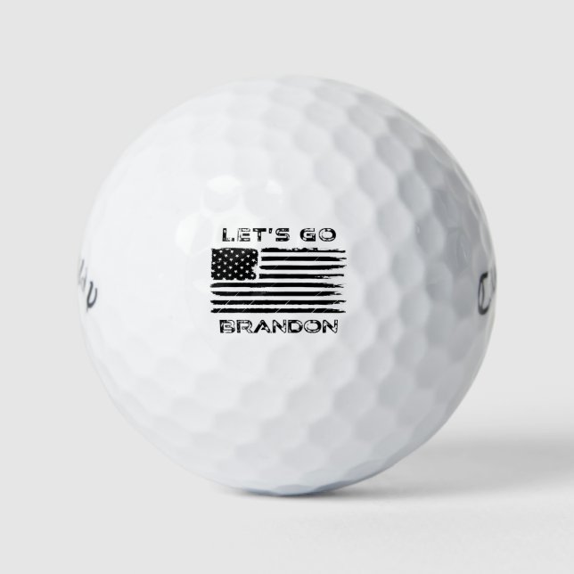 Funny Let's Go Brandon Biden Distressed Flag Golf Balls (Front)
