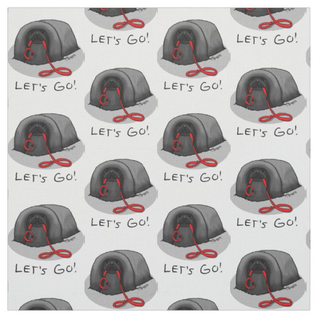 Funny Let's Go! for a Walk Pekingese Dog (black) Fabric (Swatch)
