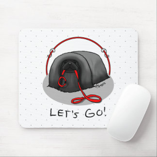 Funny Let's Go! for a Walk Pekingese Dog (black) Mouse Mat