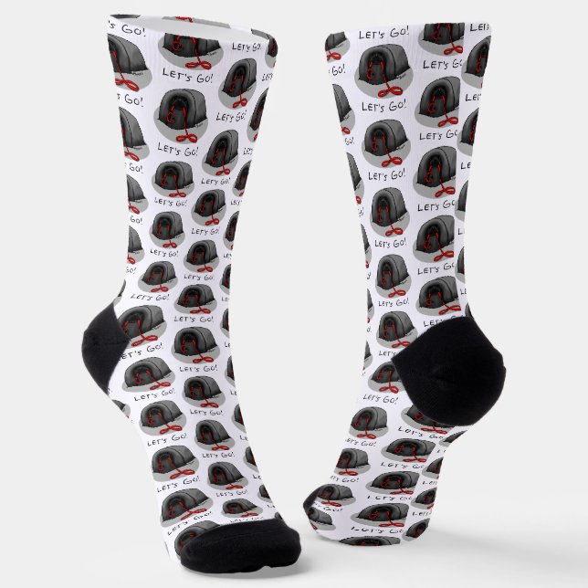 Funny Let's Go! for a Walk Pekingese Dog (black) Socks (Angled)