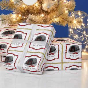 Funny Let's Go! for a Walk Pekingese Dog (black) Wrapping Paper
