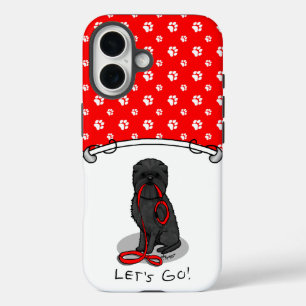 Funny Let's Go! Walk Affenpinscher (Black Natural) iPhone 16 Case