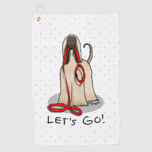 Funny Let's Go! Walk Afghan Hound (Cream) Golf Towel