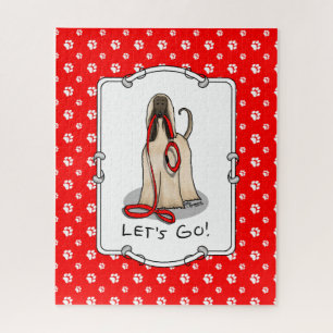Funny Let's Go! Walk Afghan Hound (Cream) Jigsaw Puzzle