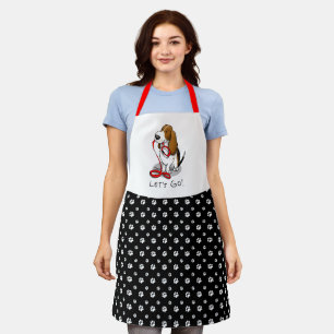 Funny Let's Go! Walk Basset Hound (tri-color 1) Apron