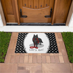 Funny Let's Go! Walk Belgian Sheepdog (black 1) Doormat