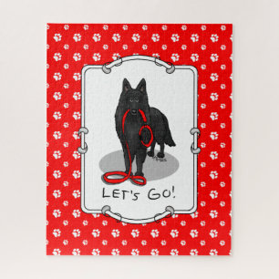 Funny Let's Go! Walk Belgian Sheepdog (black 1) Jigsaw Puzzle