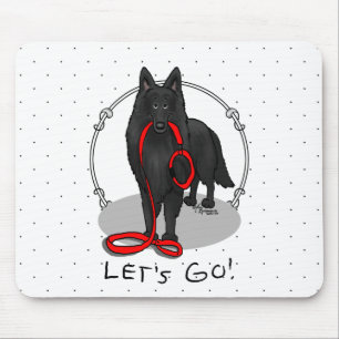 Funny Let's Go! Walk Belgian Sheepdog (black 1) Mouse Mat
