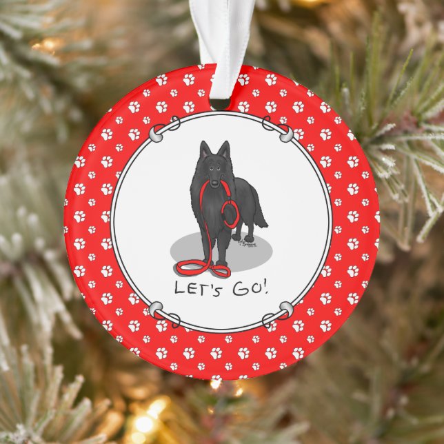 Funny Let's Go! Walk Belgian Sheepdog (black 1) Ornament (Tree)
