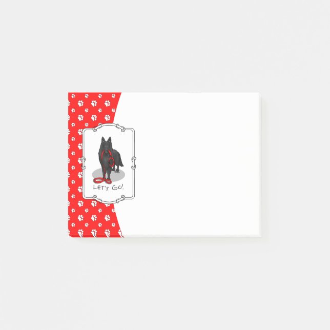 Funny Let's Go! Walk Belgian Sheepdog (black 1) Post-it Notes (Front)