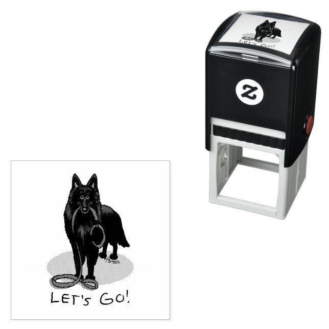 Funny Let's Go! Walk Belgian Sheepdog (black 1) Self-inking Stamp (In Situ)