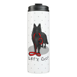 Funny Let's Go! Walk Belgian Sheepdog (black 1) Thermal Tumbler