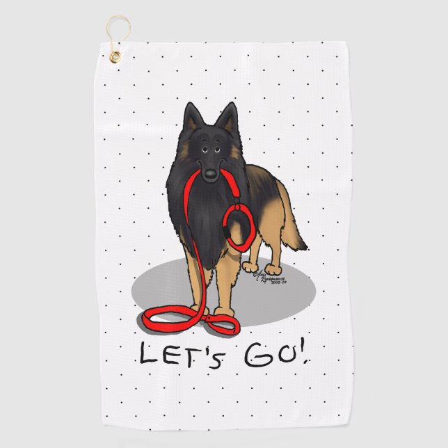 Funny Let's Go! Walk Belgian Tervuren (original) Golf Towel (Front)