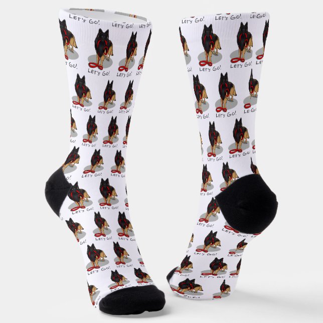 Funny Let's Go! Walk Belgian Tervuren (original) Socks (Angled)