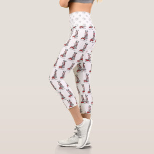 Funny Let's Go! Walk Dalmatian Dog (black 1) Capri Leggings