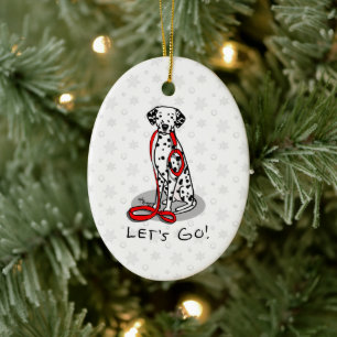 Funny Let's Go! Walk Dalmatian Dog (black 1) Ceramic Tree Decoration