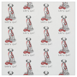 Funny Let's Go! Walk Dalmatian Dog (black 1) Fabric