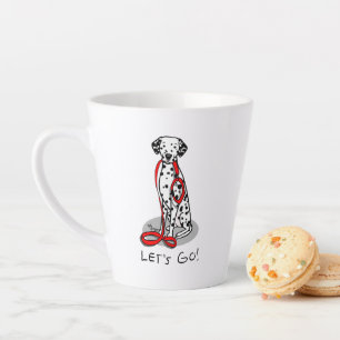 Funny Let's Go! Walk Dalmatian Dog (black 1) Latte Mug