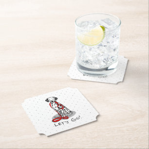Funny Let's Go! Walk Dalmatian Dog (black 1) Paper Coaster