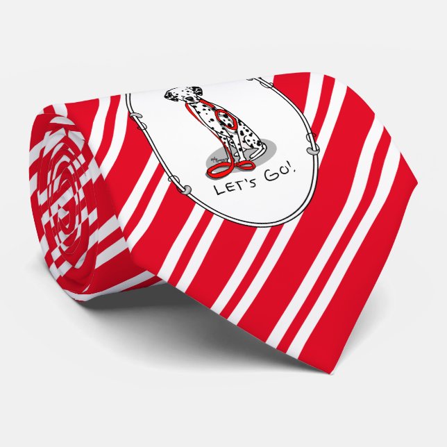 Funny Let's Go! Walk Dalmatian Dog (black 1) Tie (Rolled)