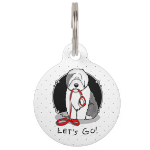 Funny Let's Go! Walk Old English Sheepdog (Grey 1) Pet Tag