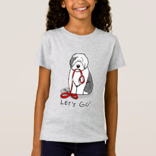 Funny Let's Go! Walk Old English Sheepdog (Grey 1) T-Shirt