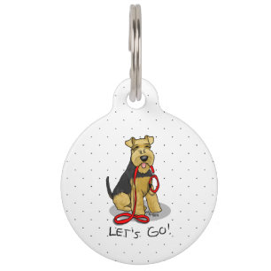Funny Let's Go! Welsh Terrier Dog with Leash Pet Tag
