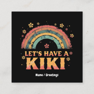 Funny "Let's Have a Kiki" LGBT Trans Gender Retro  Square Business Card