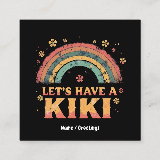 Funny "Let's Have a Kiki" LGBT Trans Gender Retro  Square Business Card (Front)