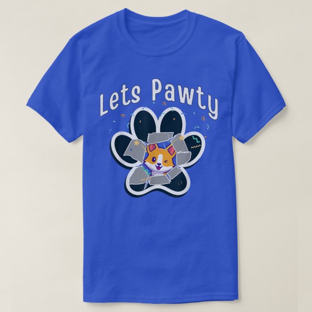 Funny Lets Pawty Birthday Corgi Outfit Kid Dog The T-Shirt (Design Front)