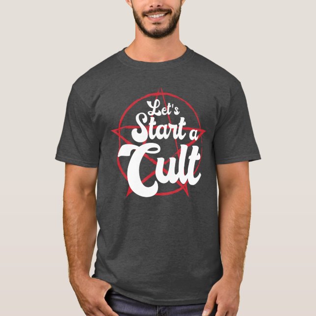 Funny Lets Start A Cult Big Devil Horror Cult Ritu T-Shirt (Front)