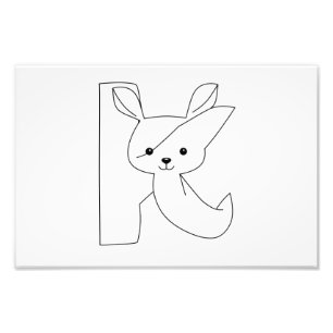 Funny Letter K Coloring Page for Kids Photo Print