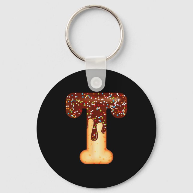 Funny Letter T Ice Cream Chocolate Sprinkles  Key Ring (Front)