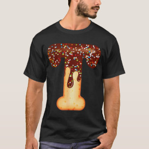 Funny Letter T Ice Cream Chocolate Sprinkles  T-Shirt