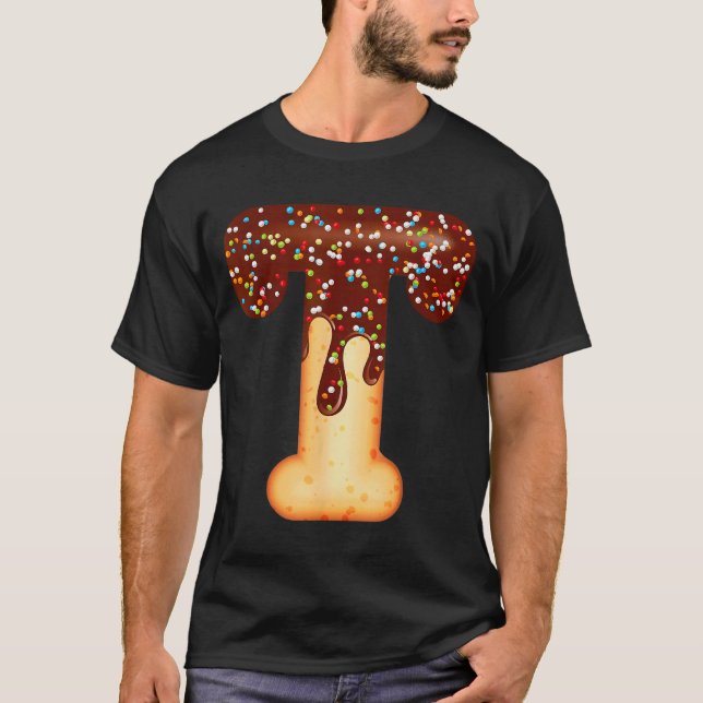 Funny Letter T Ice Cream Chocolate Sprinkles  T-Shirt (Front)