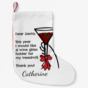 Funny Letter To Santa Treadmill Wine Glass Holder Small Christmas Stocking