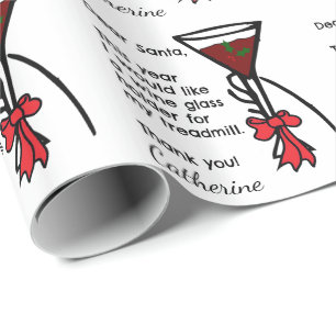 Funny Letter To Santa Treadmill Wine Glass Holder Wrapping Paper