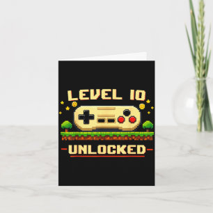 Funny level 10 unlocked video game 10th birthday card