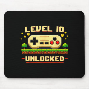 Funny level 10 unlocked video game 10th birthday mouse mat