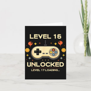 Funny level 16 unlocked gamer 16th birthday video card