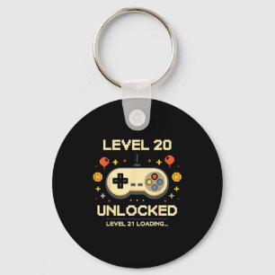 Funny level 20 unlocked gamer 20th birthday video key ring