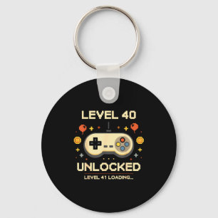 Funny level 40 unlocked gamer 40th birthday video key ring