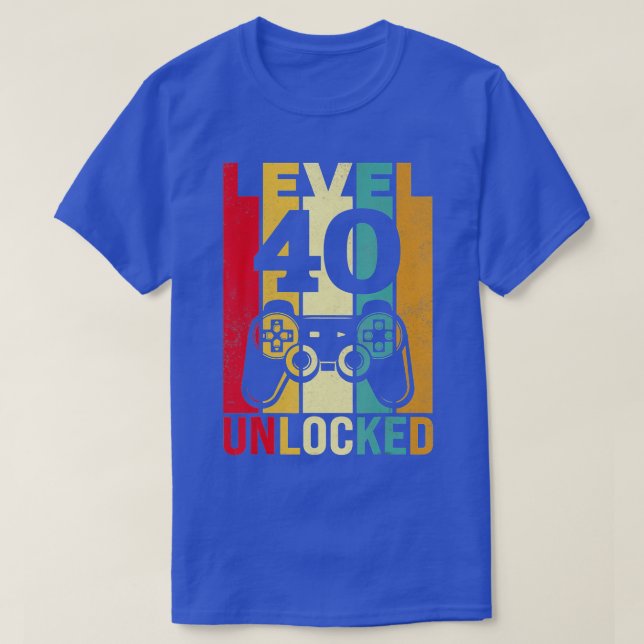 Funny Level 40 Unlocked Him Men BDay urning 40th B T-Shirt (Design Front)